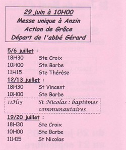 horaires messe
