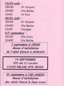 horaires messe
